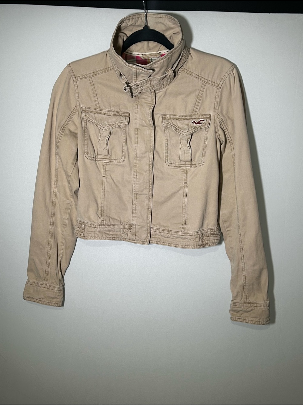 Hollister Y2K Beige Cropped Military Utility Jacket Women’s Small - Picture 2 of 10
